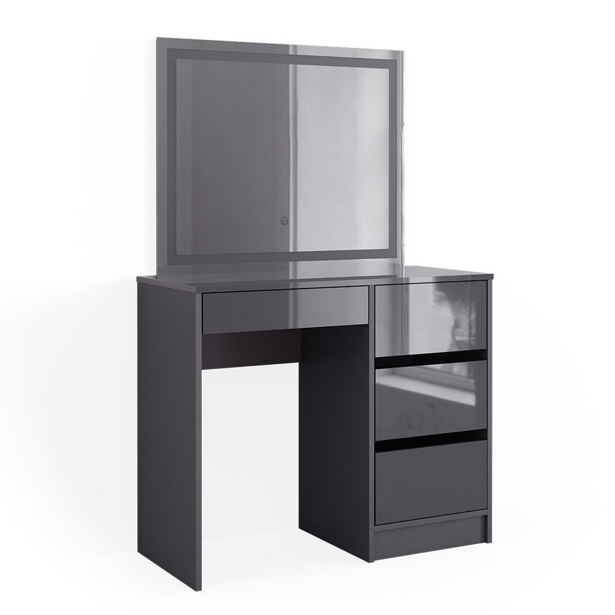 SCHMINKTISCH Sherry Anthrazit 90 cm mit LED- Spiegel - Anthrazit, Holzwerkstoff (90/75/40cm) - Vicco