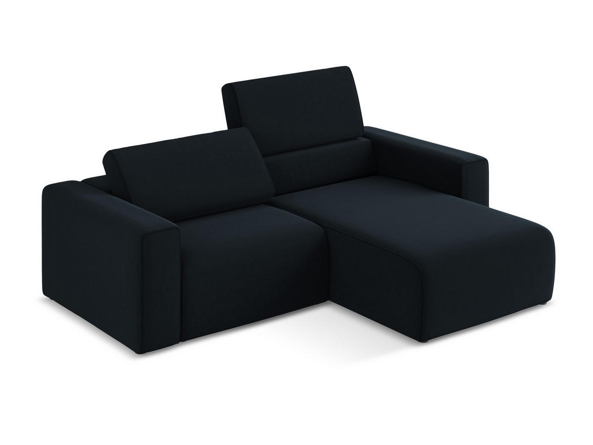 ECKSOFA Rechts Samt Stoff Blau - Blau/Schwarz, Kunststoff/Textil (224/167cm) - Makamii