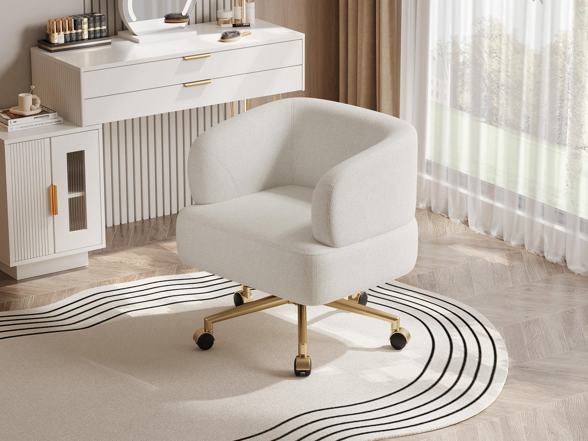 DREHSTUHL Chenille mit 360°-Drehung, Rollen 71/60/71 cm Beige - Beige, Textil (60/71/71cm) - Redom