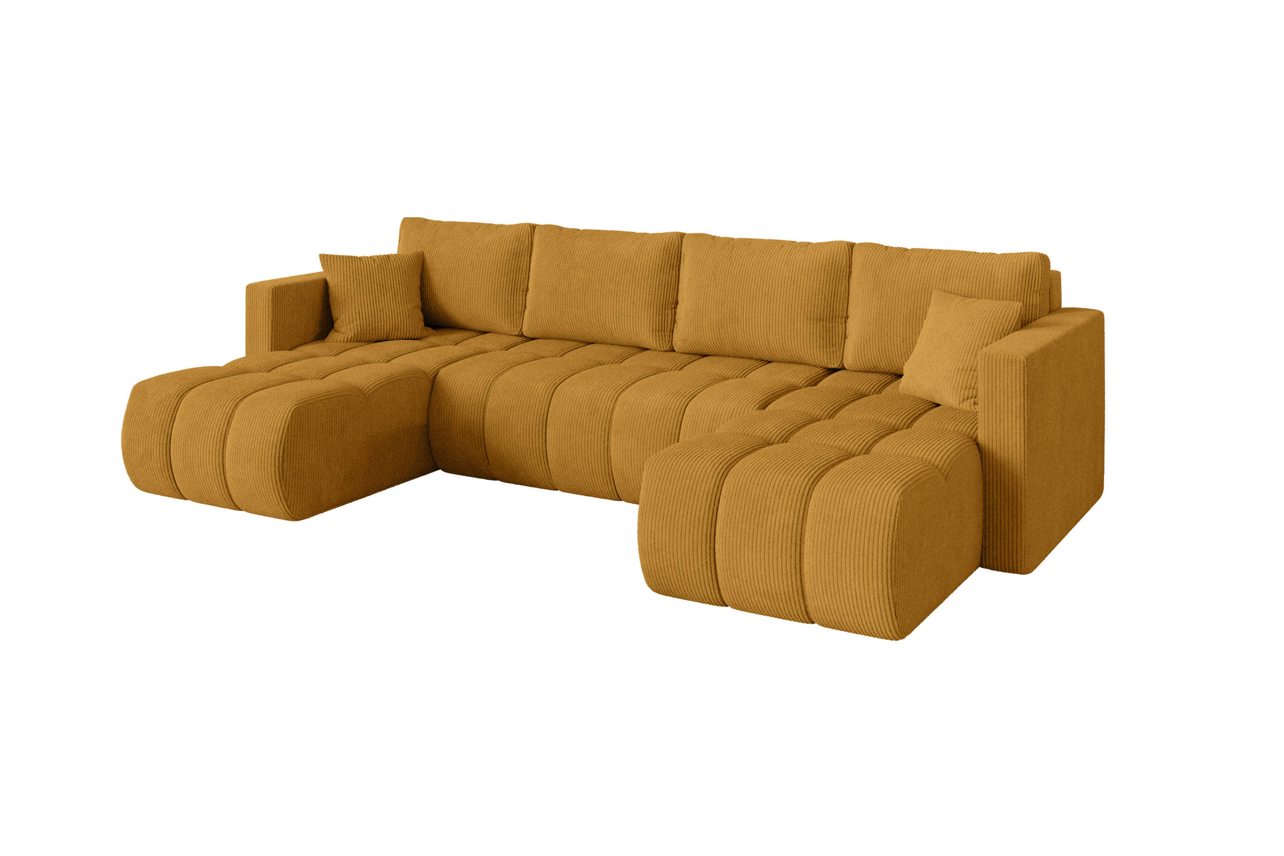 WOHNLANDSCHAFT mit Schlaffunktion und Bettkasten GARD-U 300x146x85 Senfgelb Cord - Dunkelgelb/Schwarz, Holzwerkstoff/Kunststoff (300/85/146cm) - ALTDECOR