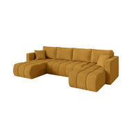 SEDACÍ SOUPRAVA DO U s funkcí spaní a úložným prostorem GARD-U 300x146x85 hořčicově žlutá manšestr - černá/tmavě žlutá, kompozitní dřevo/textil (300/85/146cm) - ALTDECOR