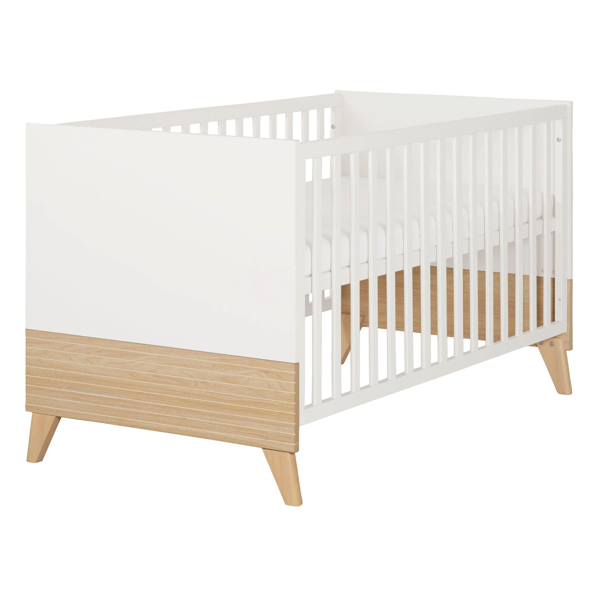 BABYBETT Theo 70 x 140 cm - Eichefarben/Weiß, Holz/Holzwerkstoff (70/140cm) - Roba