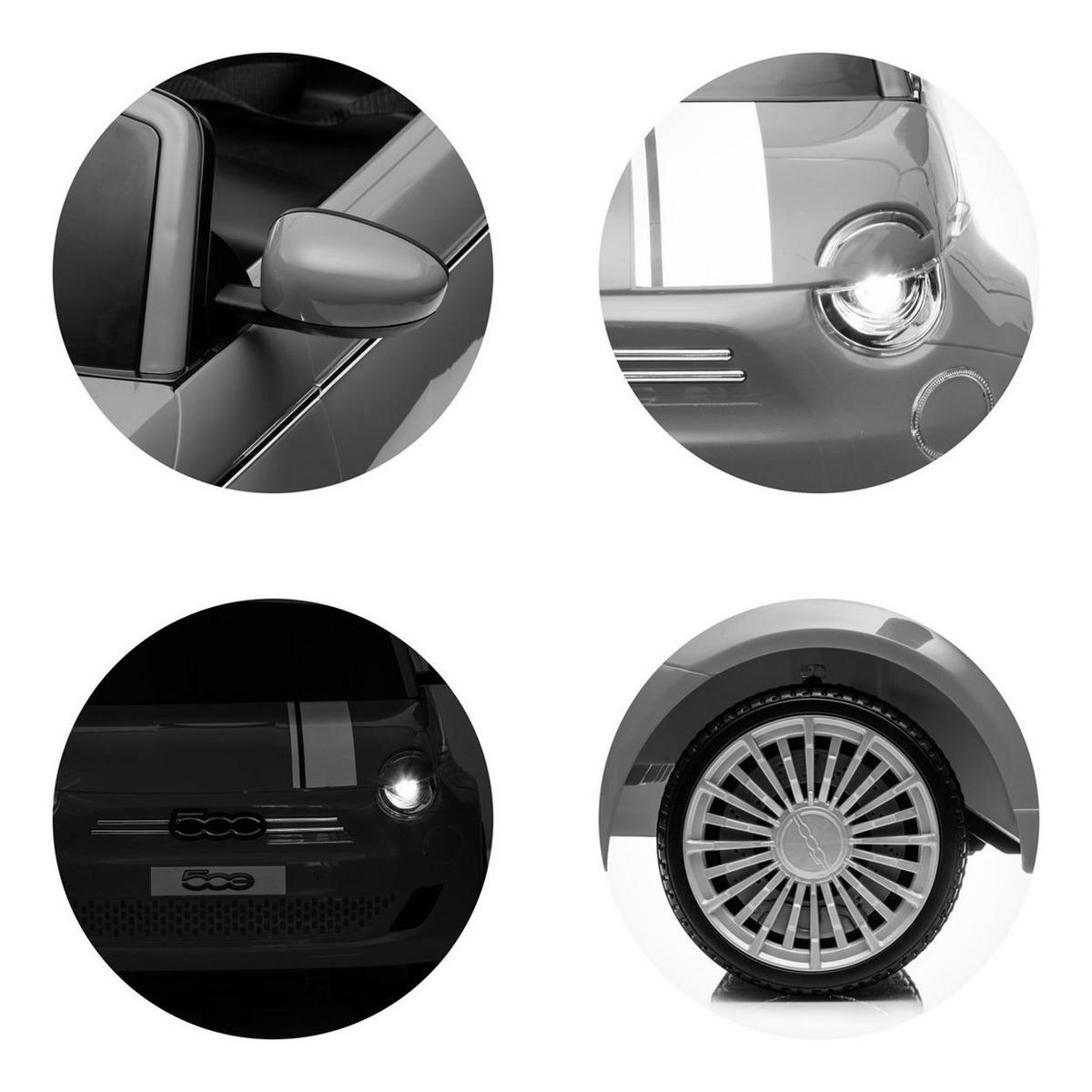 ELEKTROAUTO Fiat 500 weiß Fernbedienung, Sicherheitsgurt, MP3, USB - Creme, Kunststoff (100/60/50cm) - Chipolino