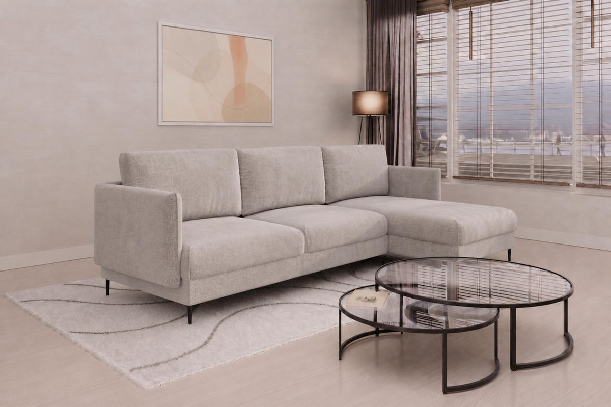 ECKSOFA Helmer In Stoff Vibe - Grau, Holzwerkstoff/Textil (293/164cm) - Fun Möbel
