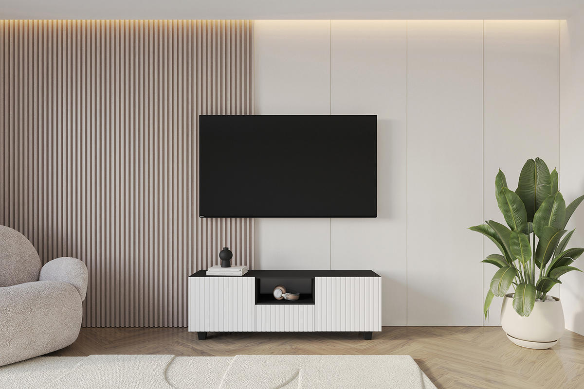 LOWBOARD KITO-S 140x50x41 cm - Schwarz / Weiß - Schwarz/Weiß, Holzwerkstoff (140/50/41cm) - ALTDECOR