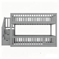 ETAGENBETT 140/200 cm Grau mit Sicherheitstreppe und Schubladen - Grau, Holz (140/200cm) - Oxeza