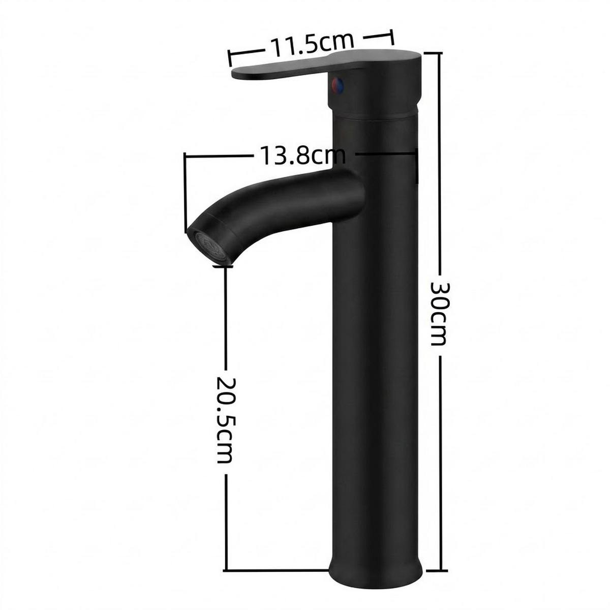 WASCHTISCHARMATUR, 30 x 13,8 cm, schwarz - Schwarz, Metall (33/6/17cm) - Vallsero