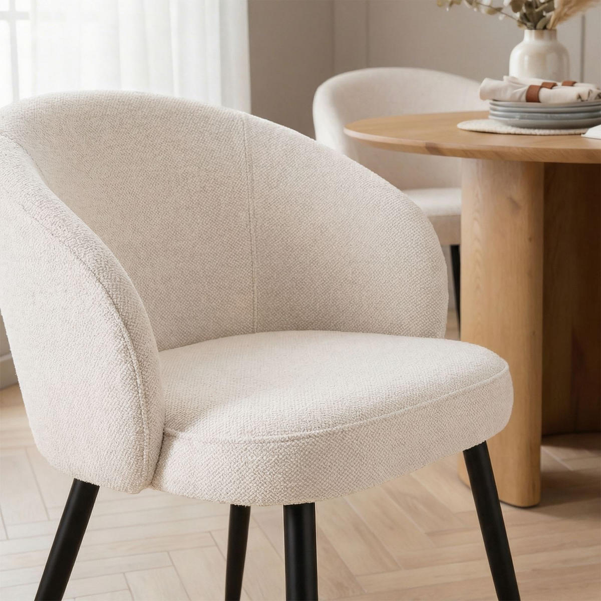 ESSZIMMERSTÜHLE KURSI 2er-Set cremeweiß - Creme, Textil (57/77/60cm) - IDIMEX