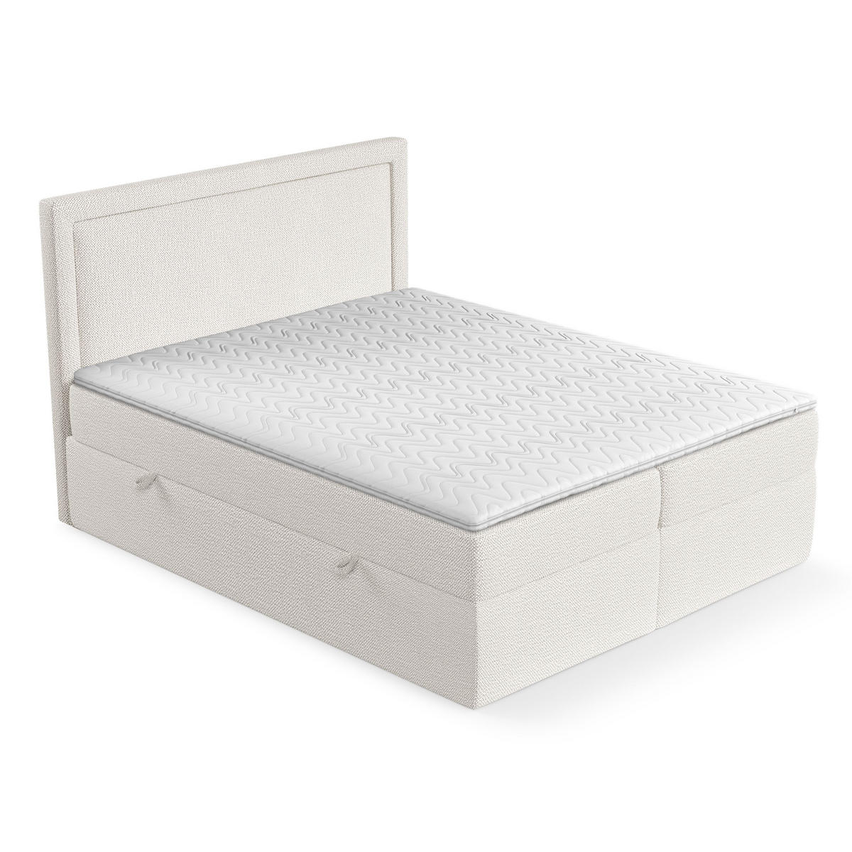 BOXBETT Tribeca Creme 200/200 cm mit Taschenmatratze und Topper - Creme/Schwarz, Holz/Holzwerkstoff (200/200cm) - Maison de Reve