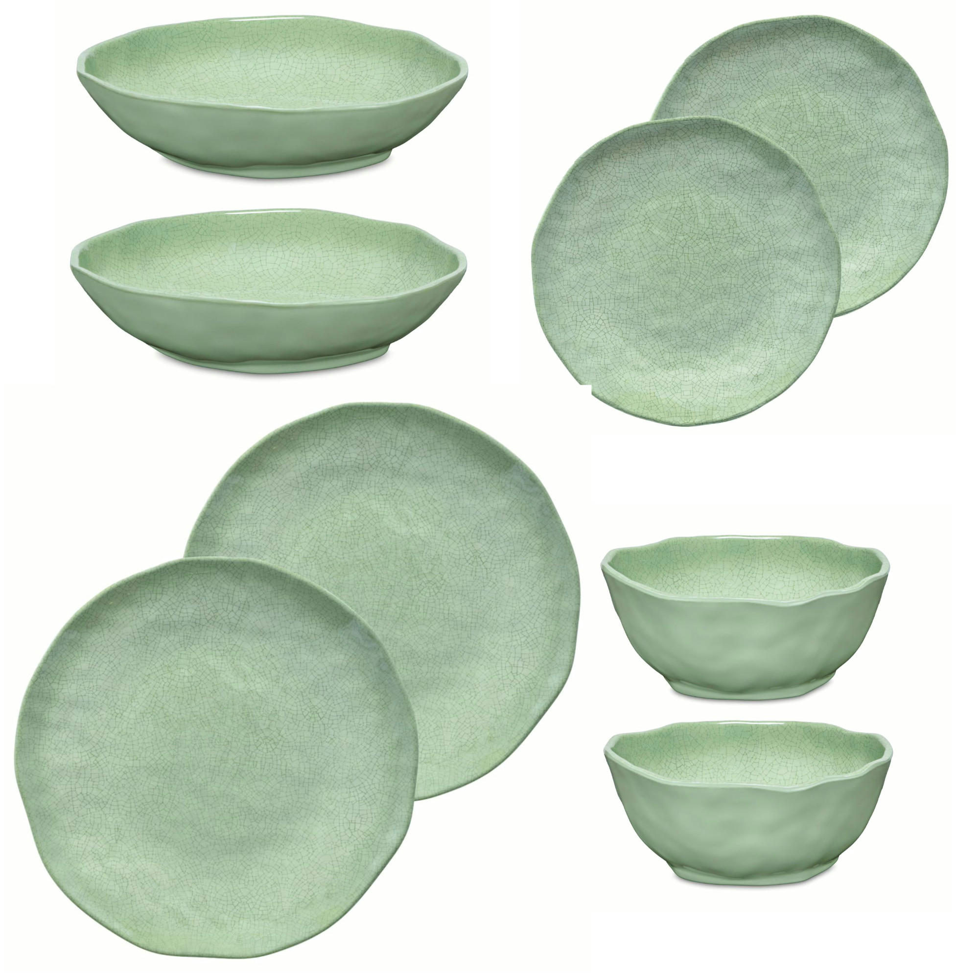 GESCHIRRSET 8-teilig Atmosfera grün Melamin - Currygelb, Kunststoff (21/2/21cm)