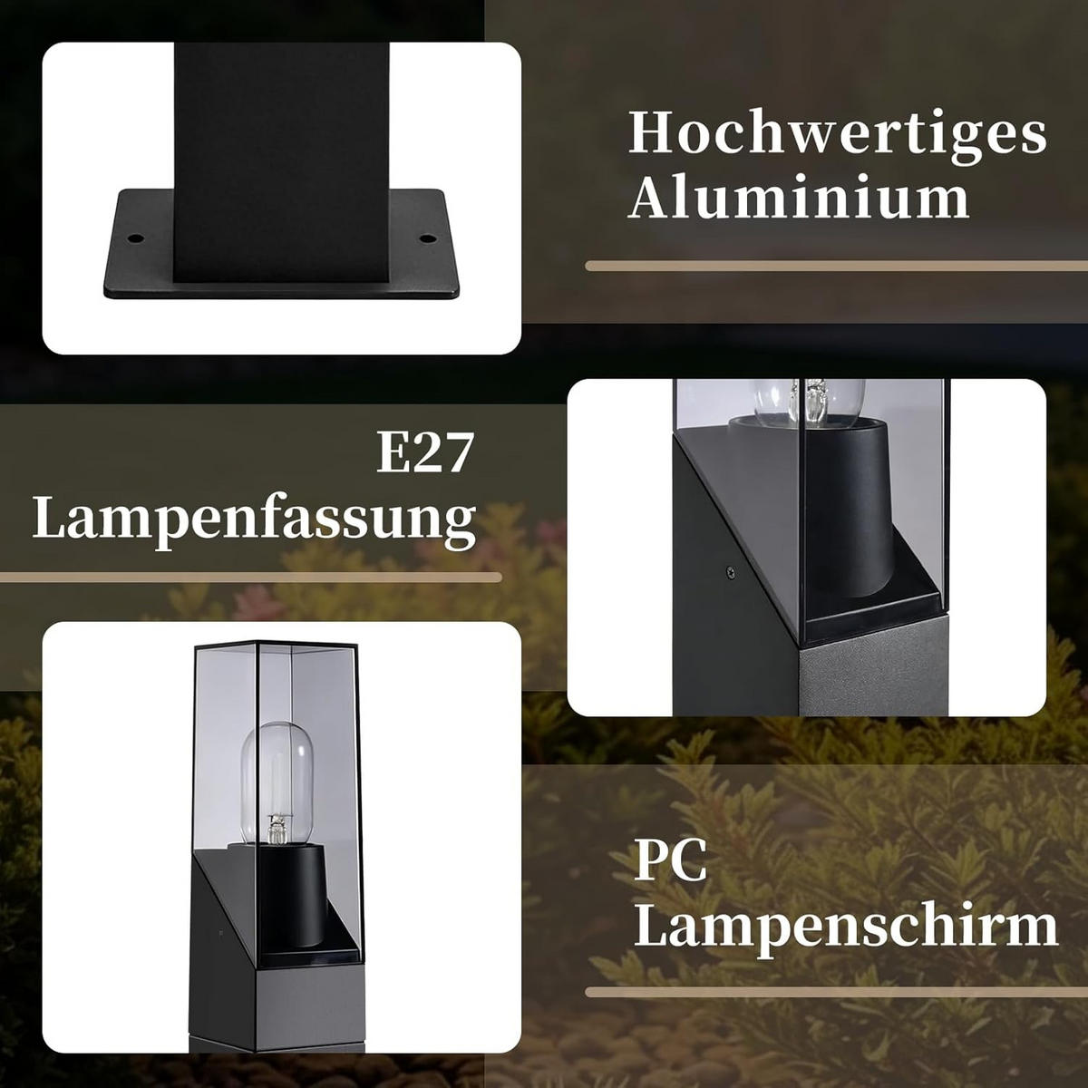 WEGELEUCHTE Zarelis 14/10/60 cm - Schwarz, Kunststoff/Metall (10/14/60cm) - ZMH