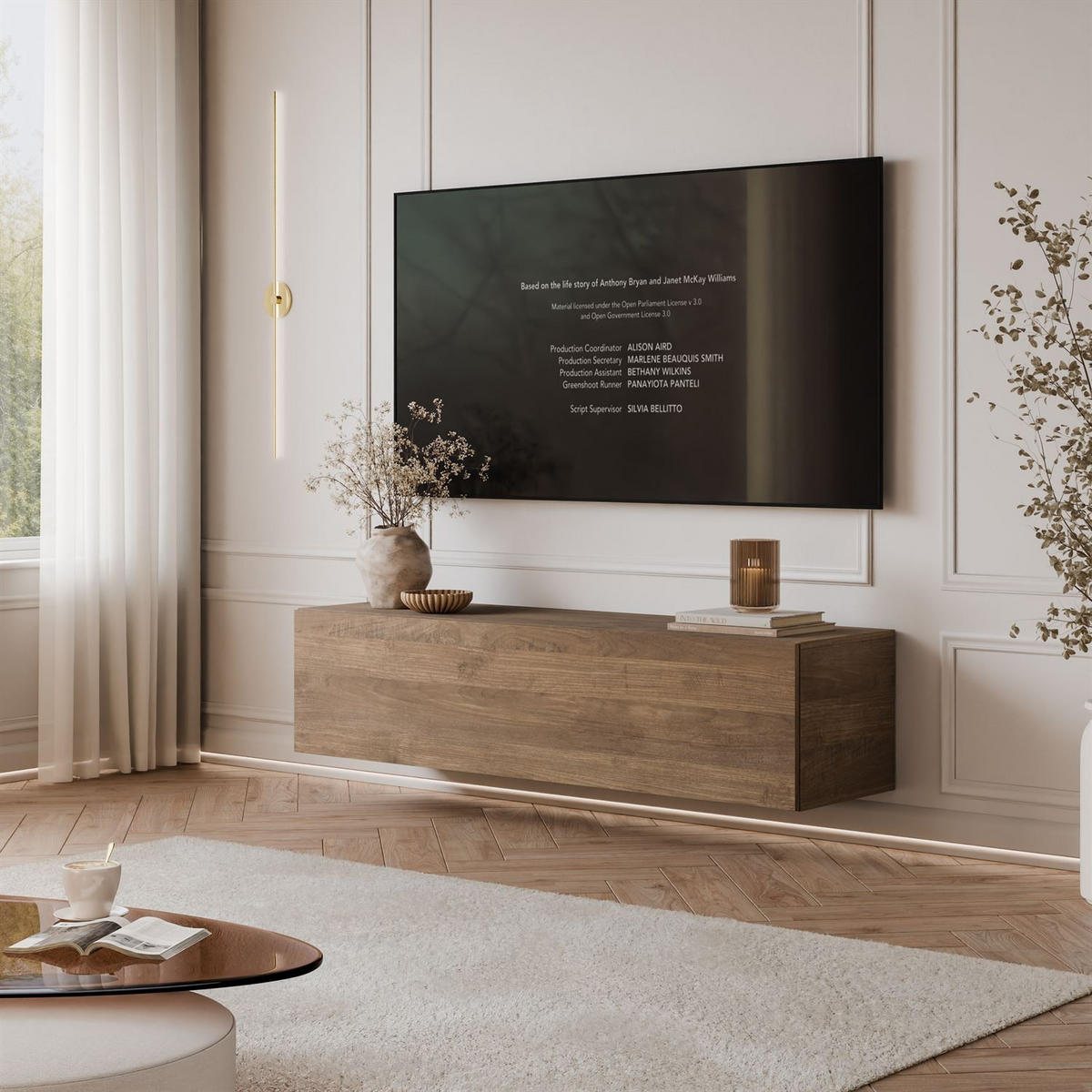 HÄNGENDER TV-Unit COLGANTE NUSSBAUM 150 cm LED - Nussbaumfarben, Holzwerkstoff (150/36/40cm) - Lookway