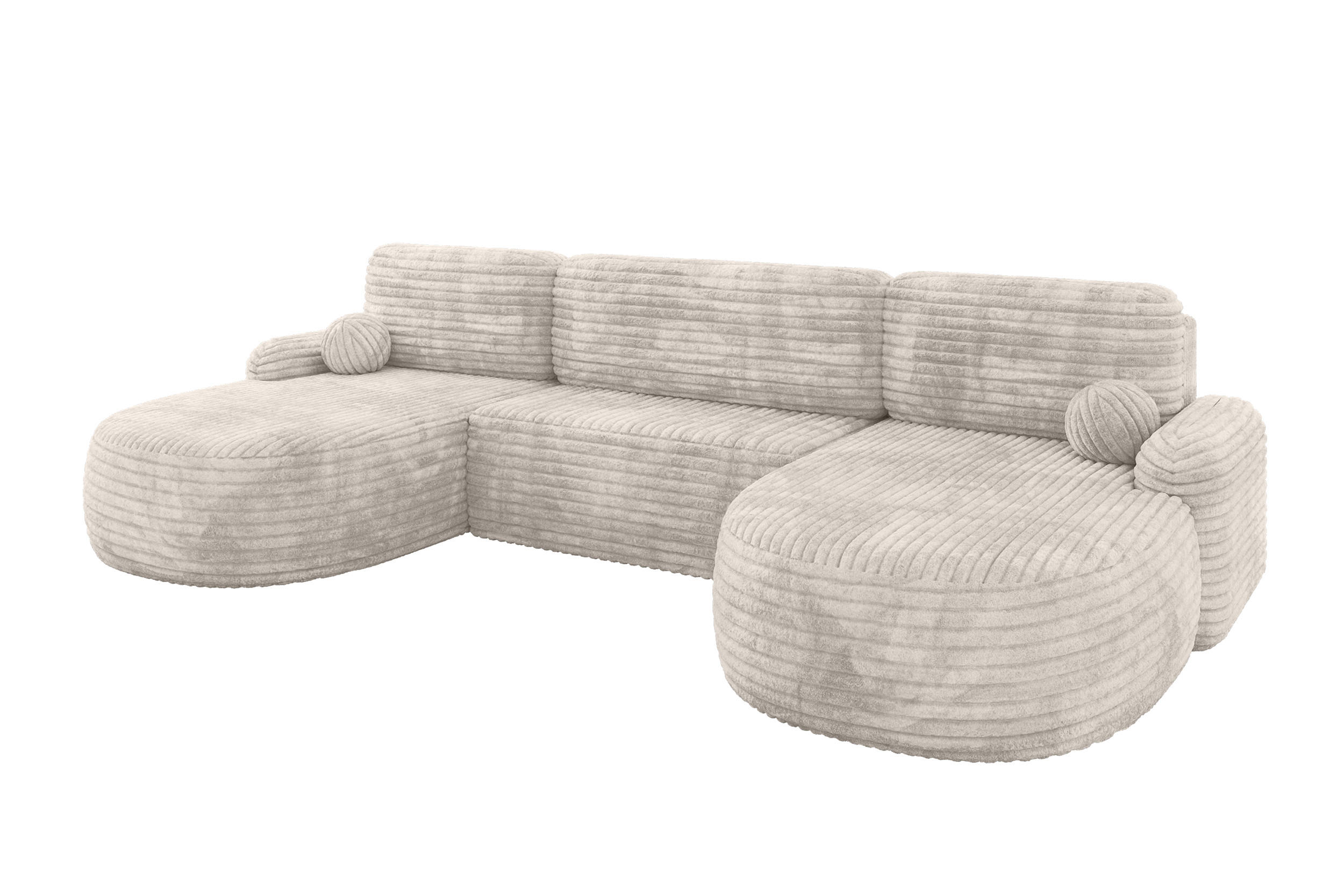 WOHNLANDSCHAFT mit Schlaffunktion und Bettkasten LIRA-U - 335x172x89 Creme - Creme, Holzwerkstoff/Textil (335/89/172cm) - ALTDECOR