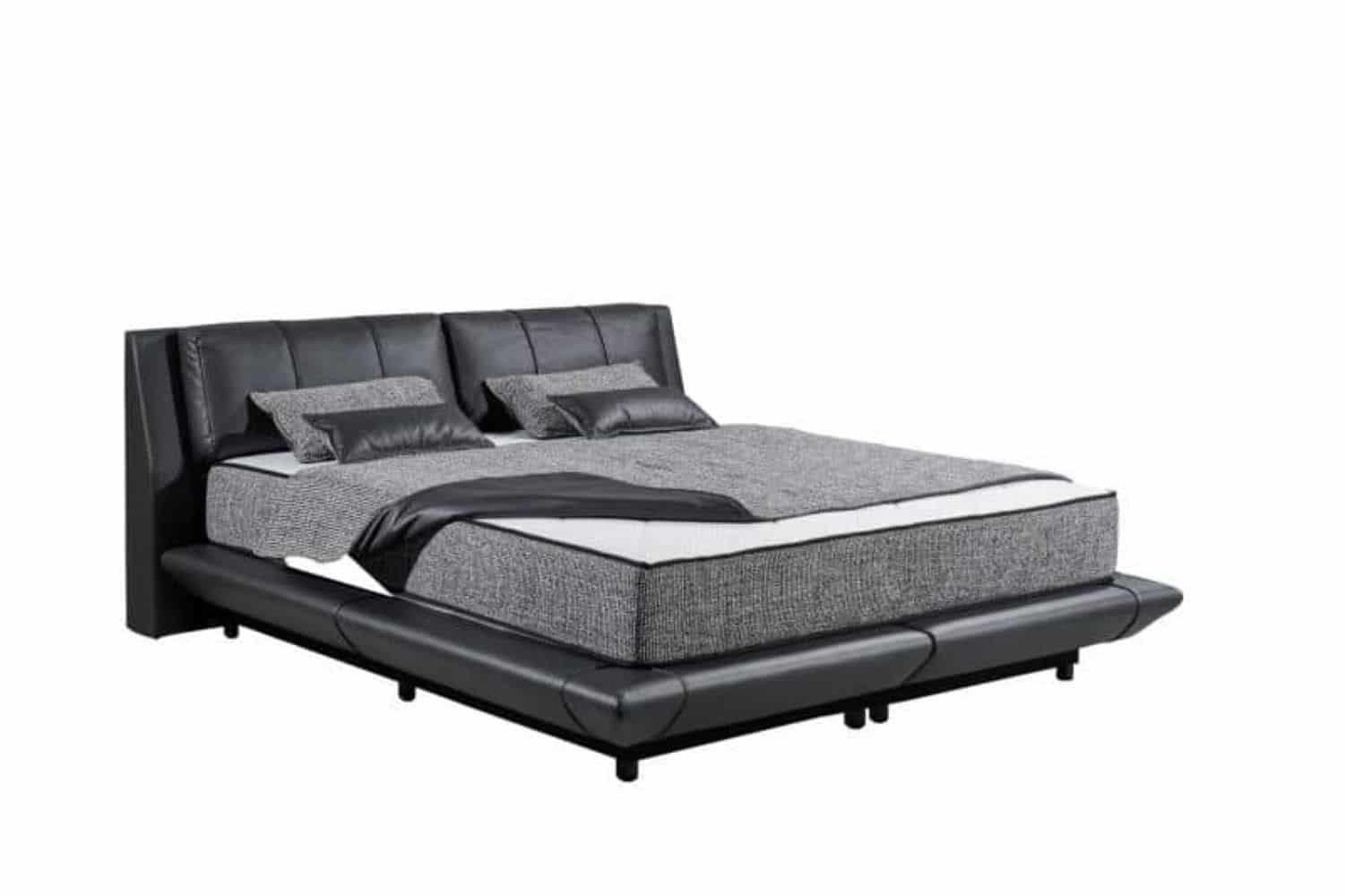 BOXBETT 180x200 Kunstleder inkl. Matratze und Bettkasten - Schwarz, Leder/Holz (180/200cm) - ed exciting design