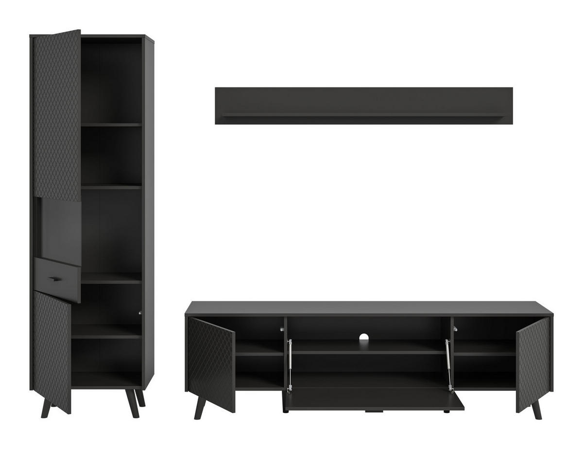 WOHNWAND Vinea 3 tlg. (B/H/T: ca. 258/195/40 cm) in grau/grau matt - Grau, Holzwerkstoff (258/195/40cm)