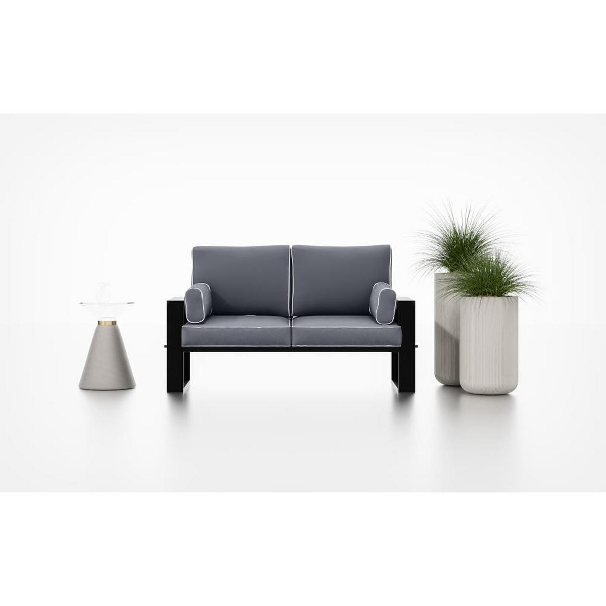 LOUNGESOFA 2-Sitzer Verdino mit Metallrahmen 150 cm dunkelgrau - Dunkelgrau, Metall (150/90/87cm) - Beautysofa