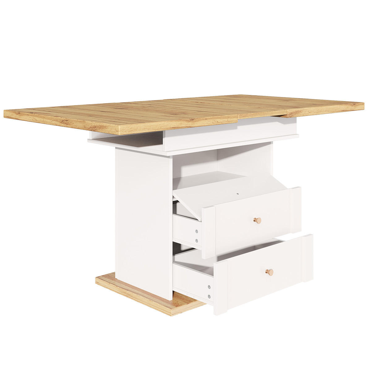 ESSTISCH Teleskop 110–140 cm Klapptisch Weiß - Weiß, Holz (140/80/75cm) - Kaket