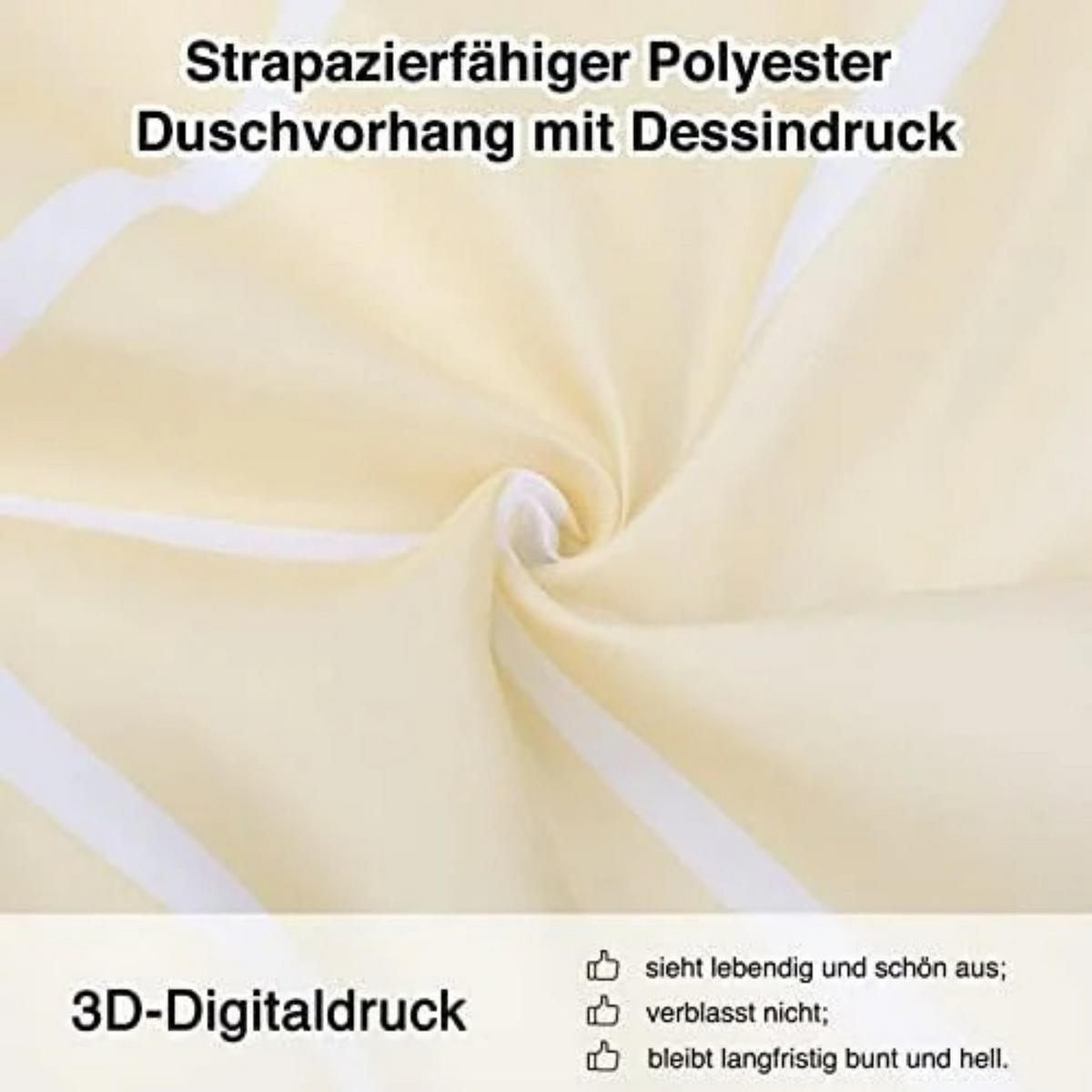 DUSCHVORHANG Gelb Polyester schimmelresistent mit Haken - Gelb, Textil (180/180cm) - MCBOSON