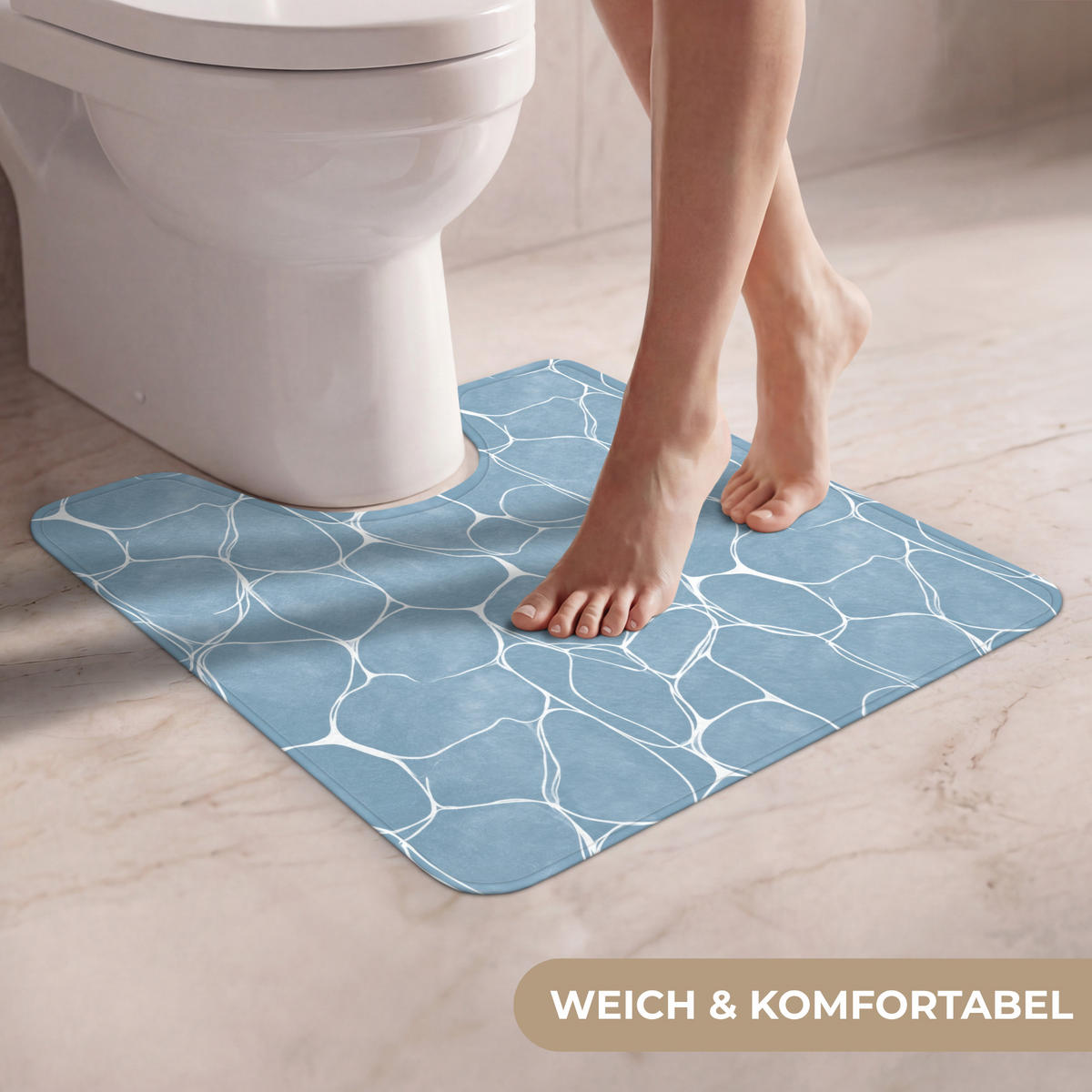 WC PŘEDLOŽKA Organic - vzor - modrá 55x60 cm - světle modrá, textil/plast (55/1cm) - OnlyWow