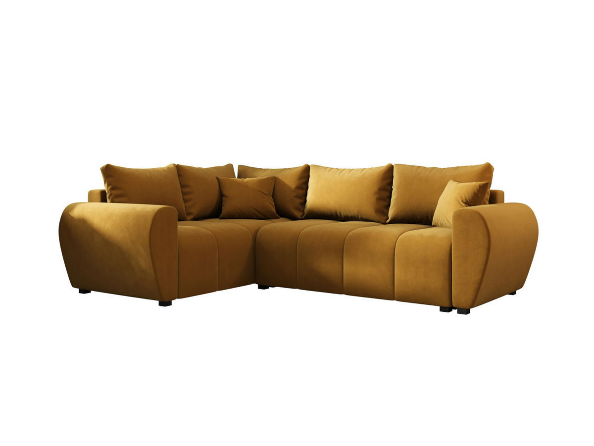 ECKSOFA MOLISA L PLUS Itaka 33 Rechts mit Schlaffunktion - Currygelb, Textil (235/175cm) - Bedante