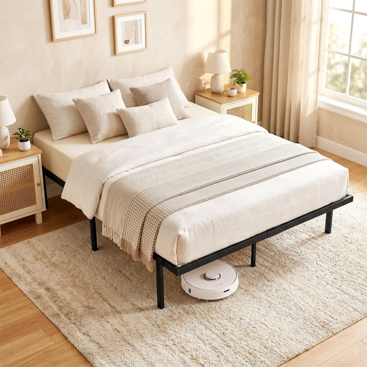 BETTGESTELL 140/200 cm DE-32877 9-Fuß-Struktur Schwarz - Schwarz, Metall (140/200cm) - ComfortXL