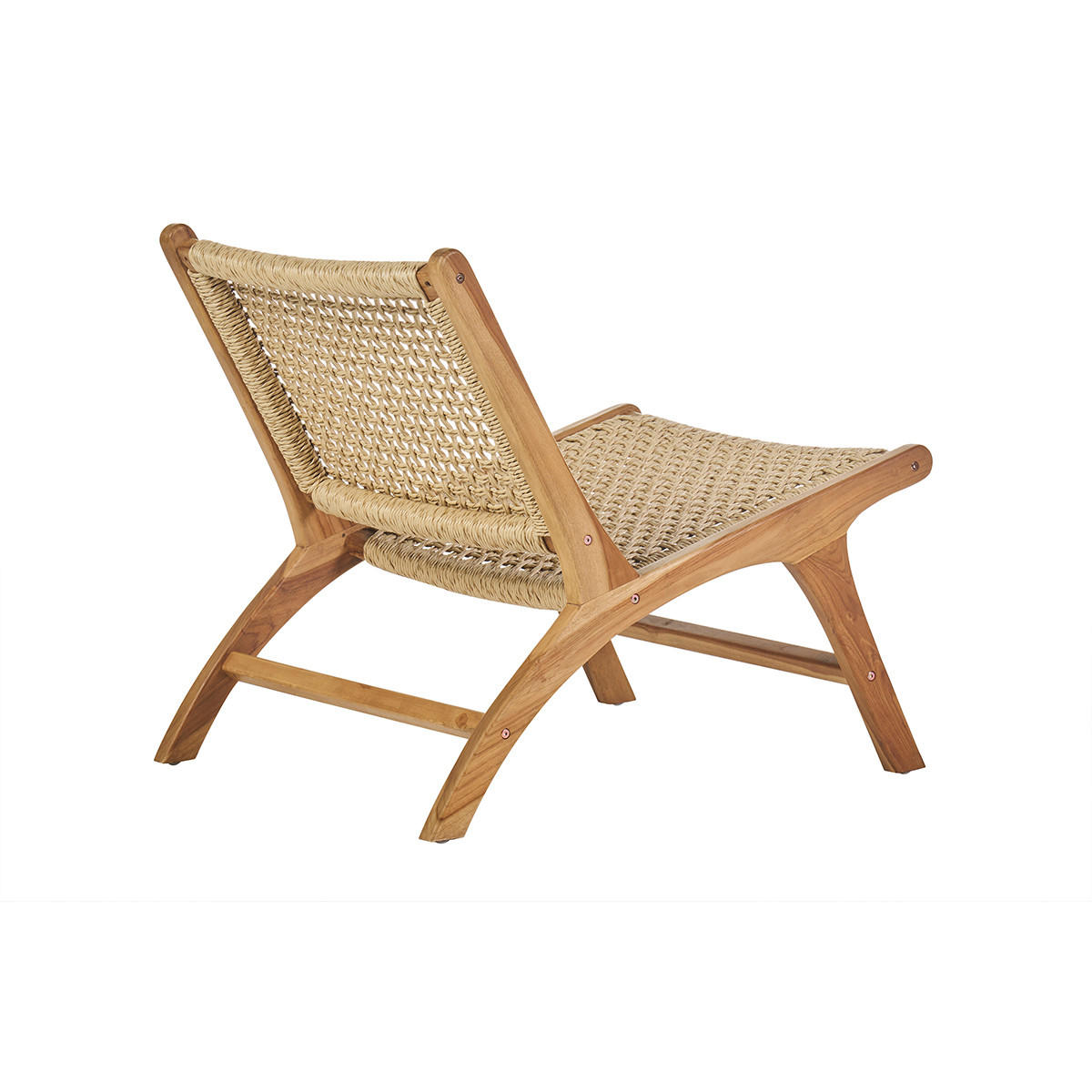 LOUNGESESSEL Massivholz Teak Geflochtenes Seil SUMBA - Braun, Holz (78/70/64.5cm) - Miliboo