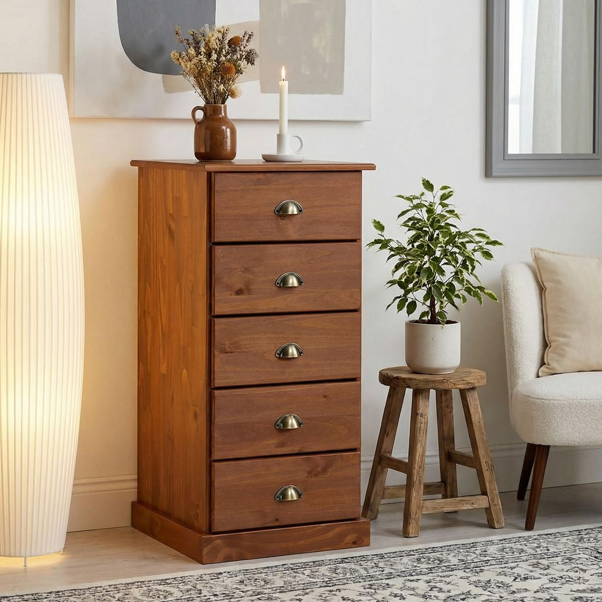 KOMMODE PARIS - Kastanienfarben, Holz (48/95/39cm) - IDIMEX