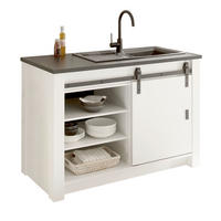KÜCHENSCHRANK weiß Pinie, anthrazit Landhaus, Küche Unterschrank für Spüle oder Kochfeld - Anthrazit/Schwarz, Holzwerkstoff/Metall (133/93/64cm) - Furn.Design