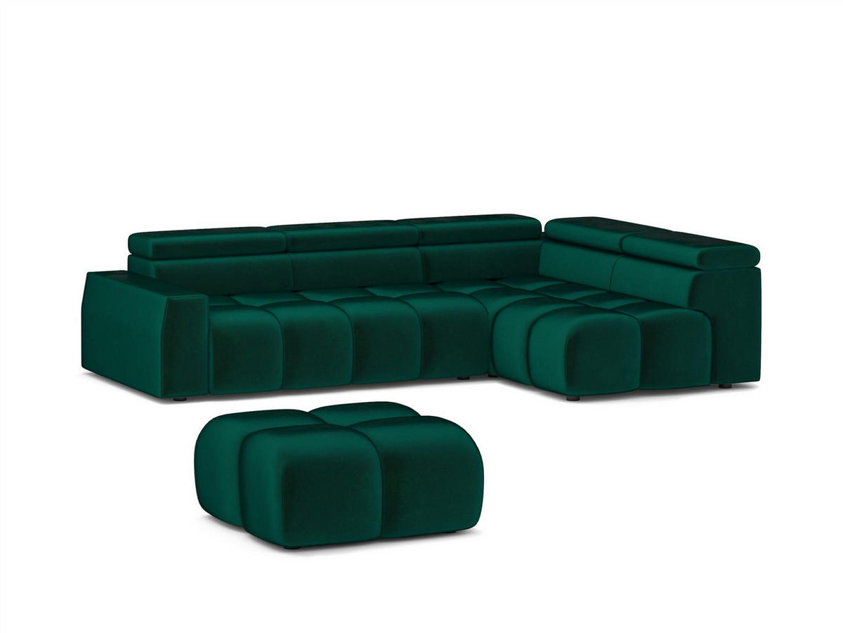 POLSTERHOCKER Darcy - Grün, Holzwerkstoff/Textil (85/44/85cm) - Fun Möbel