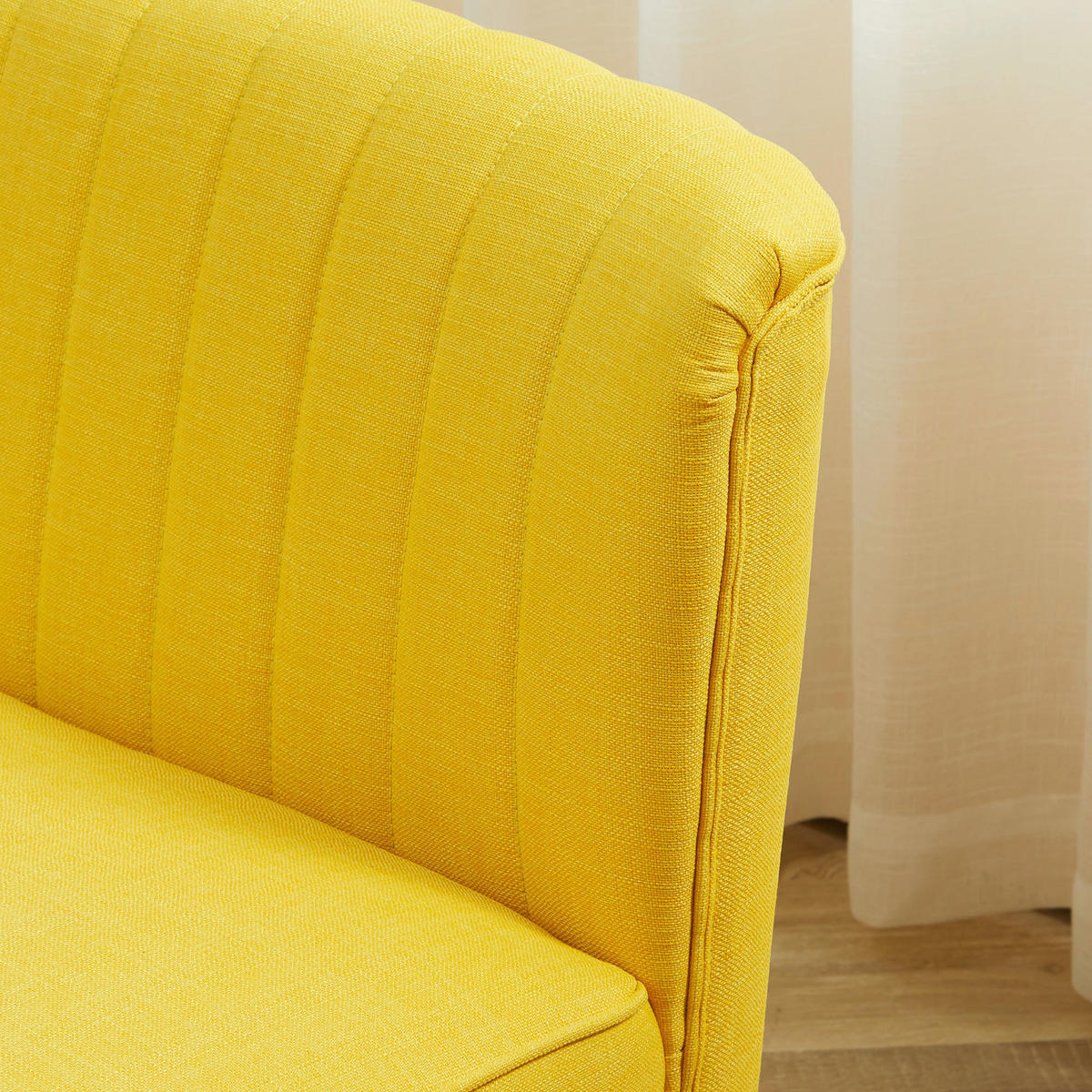 SOFA 2-Sitzer Couch Stoffsofa Sitzmöbel Polstersofa Loungesofa breit Gelb - Gelb/Naturfarben, Holz/Textil (56.5/77/117cm) - HOMCOM
