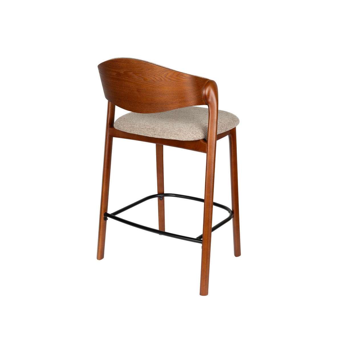BARHOCKER Babington Rückenlehne 65 cm Walnuss - 2 er Set - Beige/Braun, Holz (57.7/91.5/51.4cm) - Dutchbone