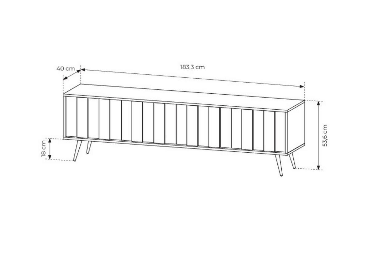 LOWBOARD DAVANTI 183,3/53,6/40 cm, Eichefarben - Eichefarben, Holzwerkstoff (183.3/53.6/40cm) - MASSENO