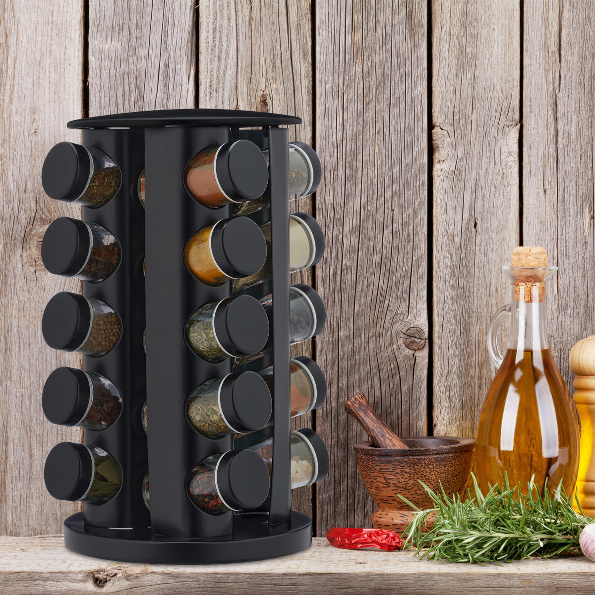 21-DIELNY stojan na korenie - viacfarebná, kov/sklo (19/33.5/19cm) - Relaxdays