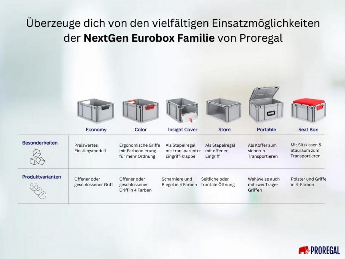 EUROBOX 3x Nextgen Portable Duo 32x40x60cm 65 Liter - Grau, Kunststoff (40/32/60cm) - PROREGAL