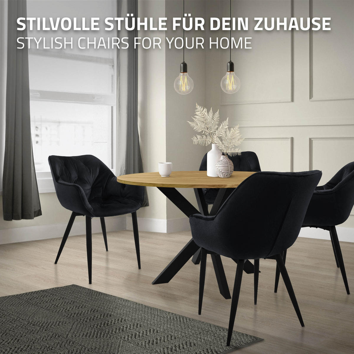 JÍDELNÍ ŽIDLE, sada 2 ks, antracitový samet - černá, kov (67/83/59cm) - ML-DESIGN