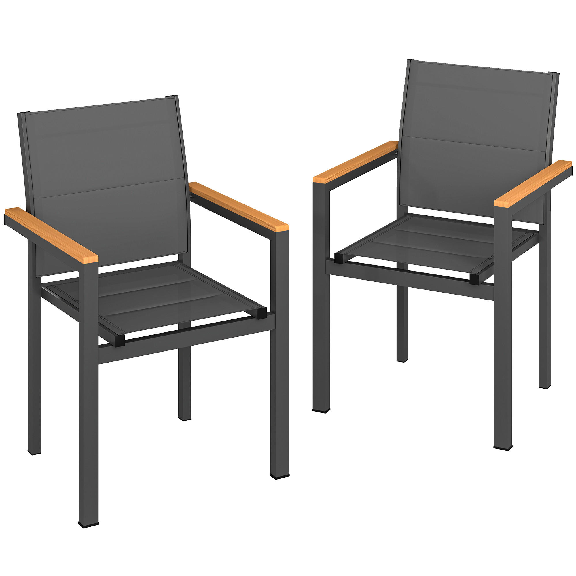 GARTENSTÜHLE 2er-Set DE-13344 gepolsterte Sitz- Dunkelgrau - Dunkelgrau, Metall (55/85/56cm) - ComfortXL
