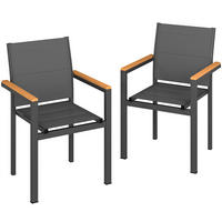 GARTENSTÜHLE 2er-Set DE-13344 gepolsterte Sitz- Dunkelgrau - Dunkelgrau, Metall (55/85/56cm) - ComfortXL