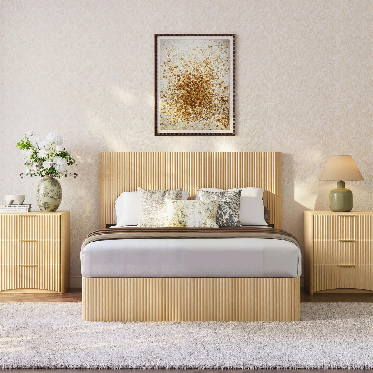 BETT mit Stauraum und Lift-System 140x200 cm Eiche - Braun, Metall (140/200cm) - Meubliv