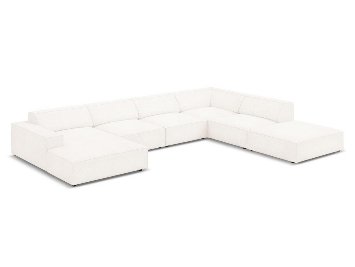 PANORAMASOFA rechts Jodie aus Boucle beige 7 Sitzplätze - Beige, Textil (262/70/364cm) - Micadoni