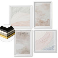 WANDBILDER 4er-Set - 50x50 cm & 40x60 cm Weißer Rahmen - Aquarellblätter in Pastellfarben - Weiß, Kunststoff (50/50cm) - ArtPrintCave