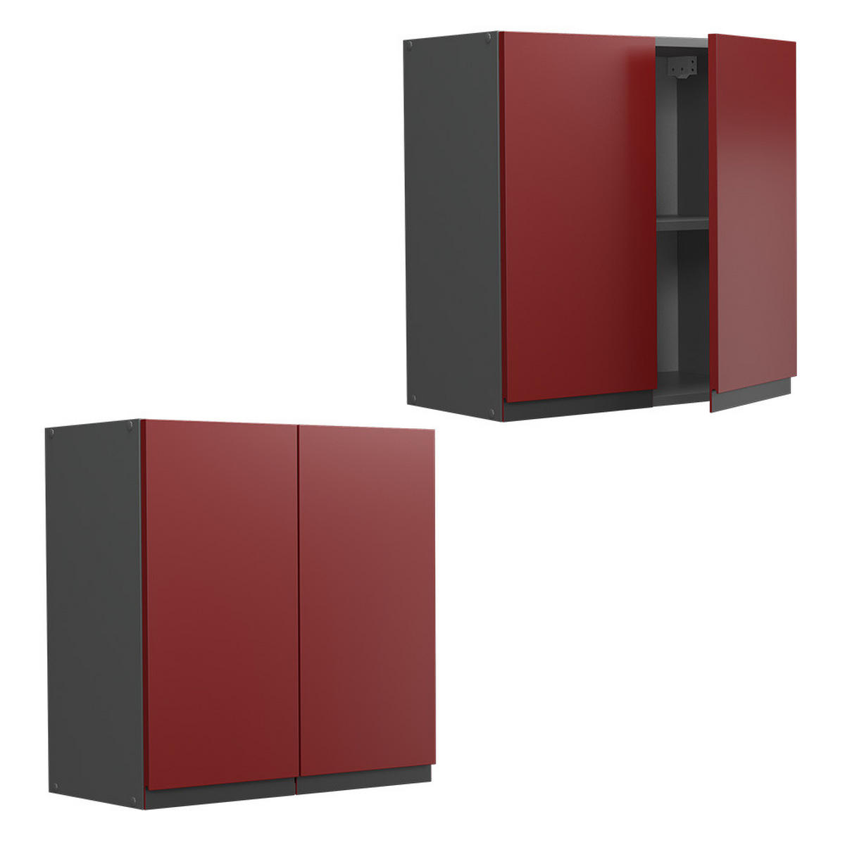 HÄNGESCHRANK R-Line Rot 60 cm J-Shape - Anthrazit/Rot, Holzwerkstoff (60/60/31cm) - Vicco