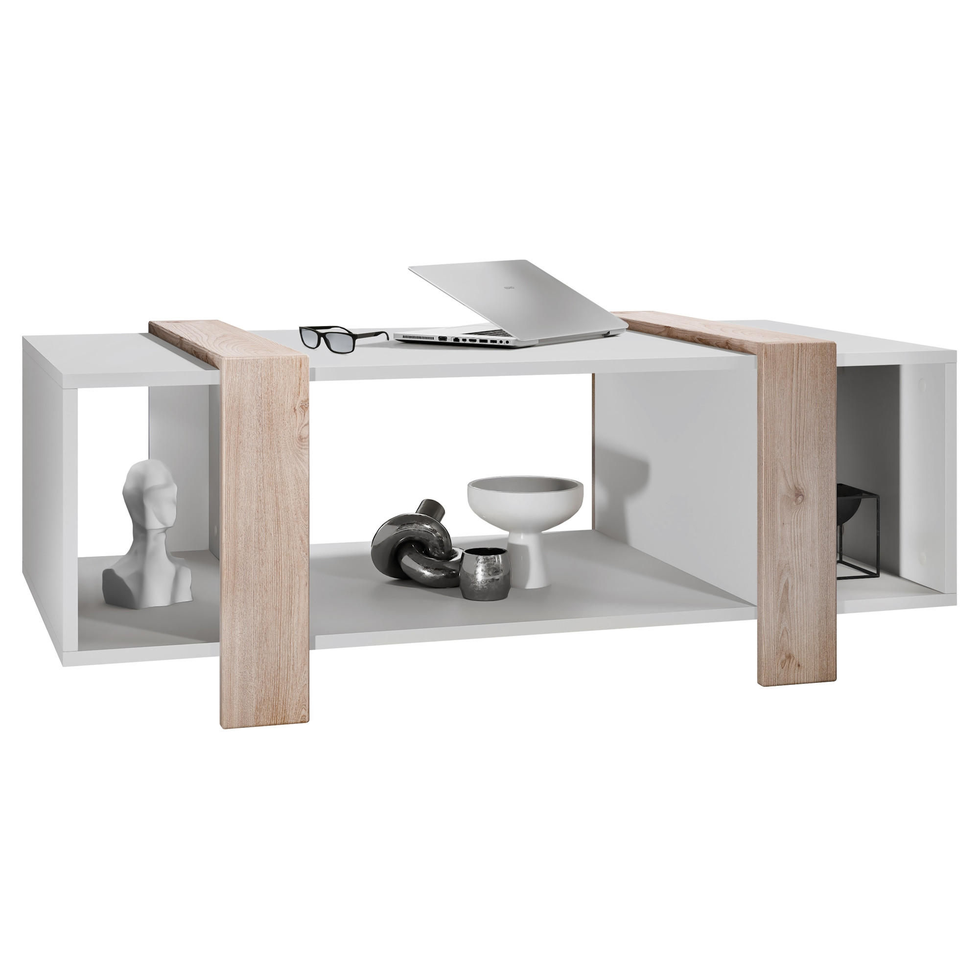COUCHTISCH Ida Blenden in Eiche Nordic - Silbereichenfarben, Holzwerkstoff (56.5/110.5/42cm) - Vladon