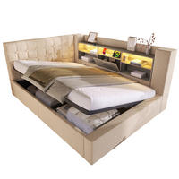 POLSTERBETT 140/190 cm Beige aus Leinen mit Stauraum Hydraulik und LED-Beleuchtung - Beige, Textil (140/190cm) - OKWISH