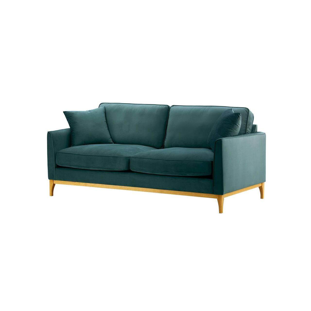 DREISITZER-SOFA Linara-Velluto 12 - Blau, Holz/Textil (201/91/95cm)