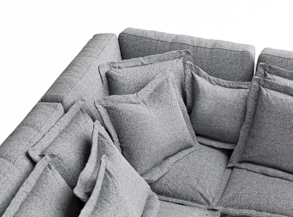 ECKSOFA Amalfi Grau Webstoff - Schwarz/Grau, Holz/Holzwerkstoff (238/222cm) - Maison de Reve