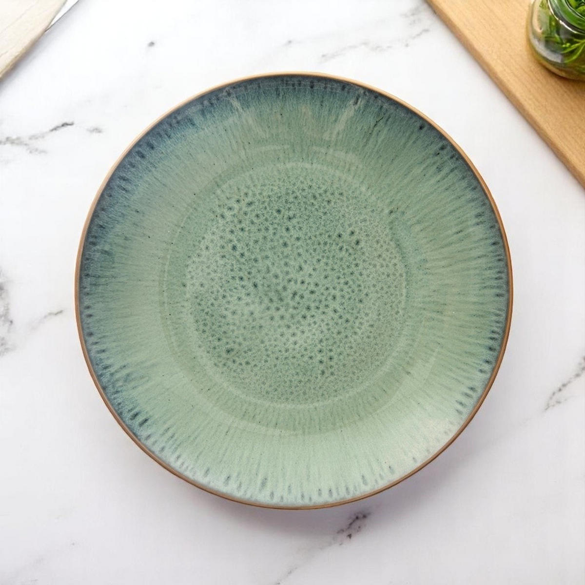 SPEISETELLER Glaze flach grün - Grün, Keramik (27/27/3.5cm) - Orion 