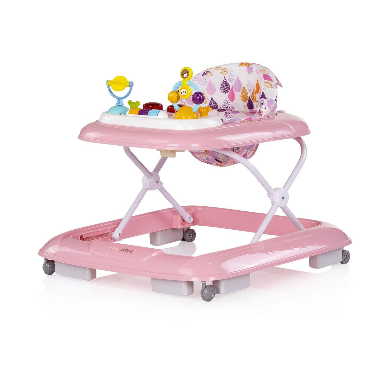 LAUFLERNHILFE Baby Steps Musik rosa Spielpanel Räder Stopper klappbar Licht - Rosa, Kunststoff (59/54/70cm) - Chipolino