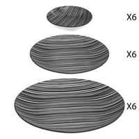 TELLER-SET 18-teilig Bohemia Zebre Muster 1 27/23,5/27,5 cm - Schwarz, Keramik (23.5/27.5/27cm) - Secret de Gourmet
