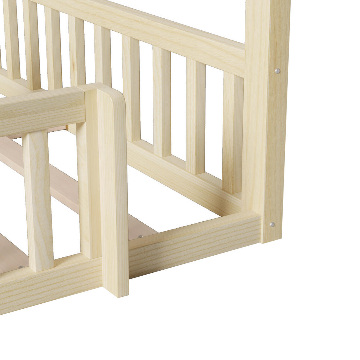 KINDERBETT 90/190 mit Hausdesign und Gitter in Natur - Naturfarben, Holzwerkstoff (90/190cm) - EVRYAE
