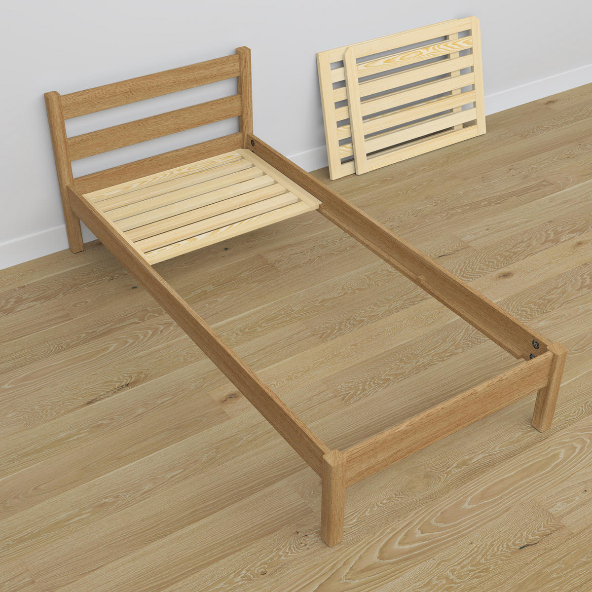 BETT mit Schublade N01 Eiche Natur 120/180 - Eiche Artisan, Naturmaterialien/Holz (120/180cm) - N-Wood